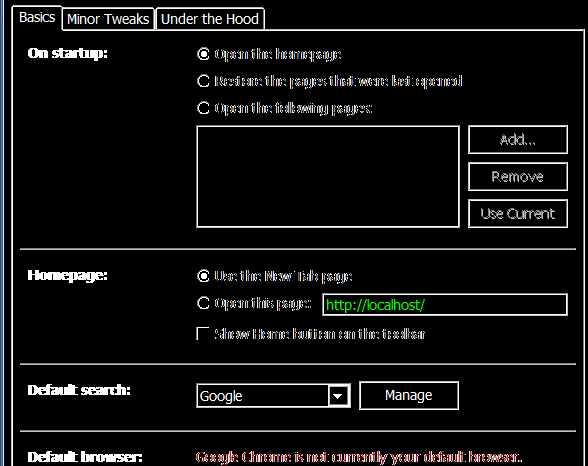 Options Dialog