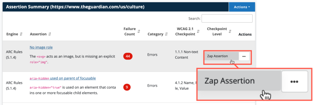 Zap assertion in ARC