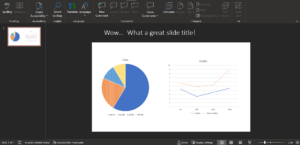 A PowerPoint slide with charts and graphs and an off-slide title