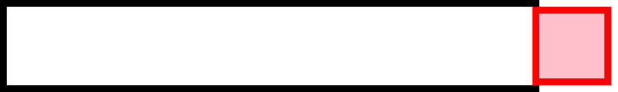 A wide rectangle with a black border representing the slider. Inside that is a smaller red square representing the visible thumb, which is positioned so it extends outside and overlaps the right edge.